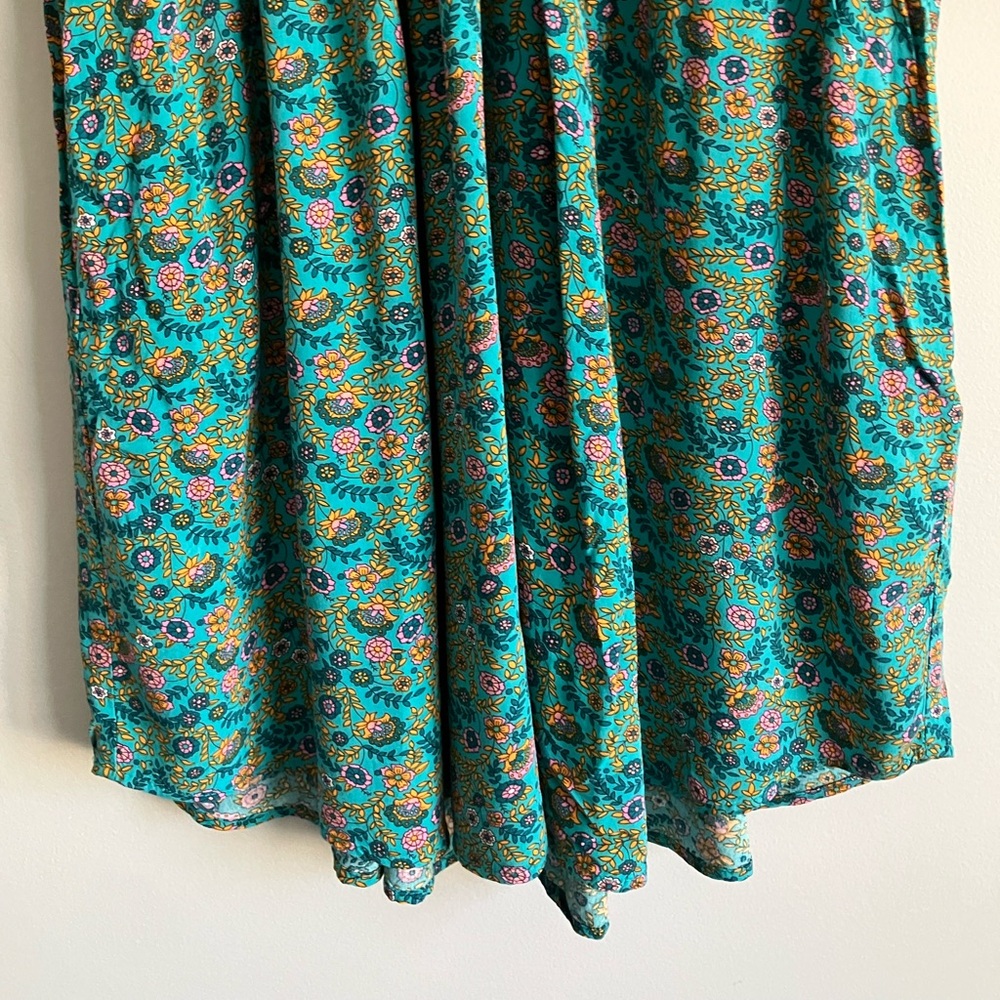 NATURAL LIFE Blue Floral Dolman Rayon V-Neck Mini Dress Size XS - Picture 4 of 10